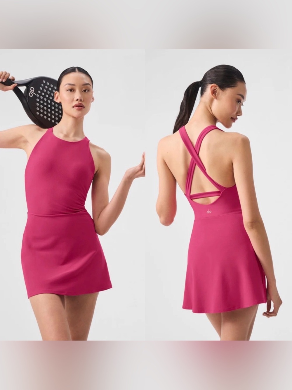 Alo Yoga Alosoft Backspin Dress Pink Women’s Size Medium Active Tennis Mini